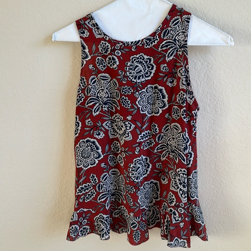 Madewell Silk Floral Tank Top With Ruffle Hem Size Small